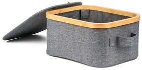Úložný box G21 24 x 30 x 15 cm, bambusový s vekom, sivý