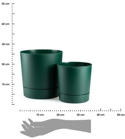 PLASTOVÝ KVETINÁČ AZALEA SADA 2KS 22,5X23,5 CM+17,5X18,5 CM TMAVOZELENÁ