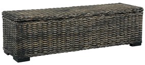 Úložný box 120 cm čierny kubu ratan a masívne mangovníkové drevo