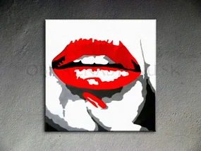 Ručne maľovaný POP Art obraz RED LIPS | rôzne rozmery