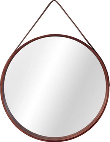 Tutumi Tutumi, okrúhle zrkadlo 50 cm na hnedom pásiku NBKL-19028, tmavá hnedá, HOM-06325