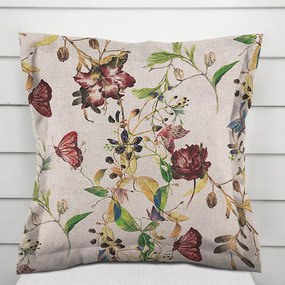 Biante Dekoračná obliečka na vankúš s lemom PML-083 Kvety a motýle na béžovom 50 x 50 cm