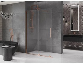 Mexen Velar, posuvné dvere do otvoru typ Walk-In 160 cm, 8mm číre sklo, ružové zlato, 871-160-000-03-60