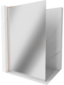 Mexen Kioto L, sprchová zástena Walk-In 110 x 200 cm, 8mm sklo vzor zrkadlo, medený matný profil, 800-110-103-65-50
