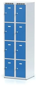 Alfa 3 Šatníková skrinka s úložnými boxami, 8 boxov, 1800 x 600 x 500 mm, otočný zámok, modré dvere