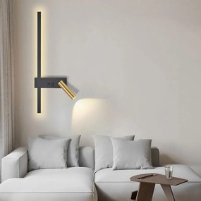 Toolight Toolight, LED nástenné svietidlo 8W 4000K APP1439-W, čierna-zlatá, OSW-02440