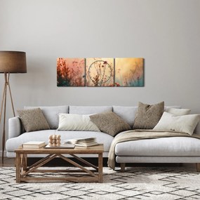 Obraz - Divoké kvety (s hodinami) (90x30 cm)