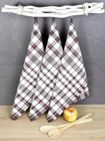 Luxusné kuchynské utierky Karo hnedá egyptská bavlna 50x70 cm set 3 ks