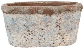 Ovalný dekoratívny béžovo-modrý antik terakotový džbán Teracci -  19*11*10 cm