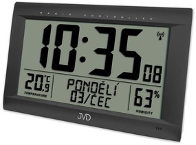 Rádiom riadené digitálne hodiny s budíkom JVD čierne RB9075.1, 41cm