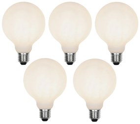 Sada 5 ks E27 3-stupňová stmievateľná LED lampa G95 matné sklo 5W 550 lm 2700K