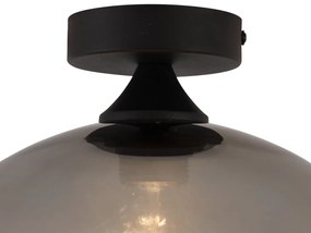 Art Deco stropné svietidlo čierne s dymovým sklom - Sandra