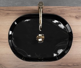 Rea Nadia, umývadlo na dosku 500x380x120 mm, imitácia kameňa - Black Stone, REA-U9240