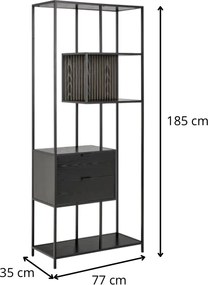 Knižnica SEAFORD II 185 cm čierna
