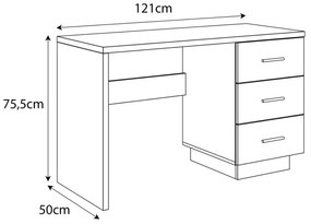PISACÍ STÔL GILDAS DUB WOTAN 121 cm