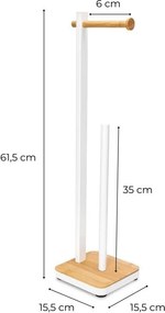 Erga Gasa, držiak na toaletný papier so zásobníkom na postavenie 62cm, biela-prírodná hnedá, ERG-YKA-P.GASA-WHT