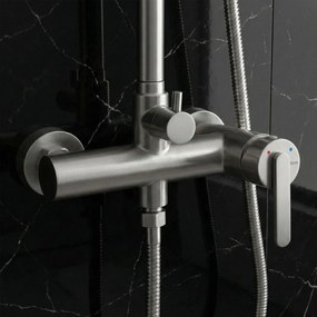 Rea Ontario, sprchový set nástenný s dažďovou sprchou, brúsená oceľ, REA-P5506