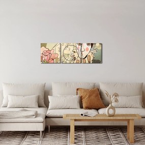 Obraz - Kubizmus - harlequin and rose (s hodinami) (90x30 cm)
