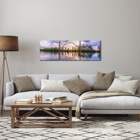 Obraz jazera (s hodinami) (90x30 cm)