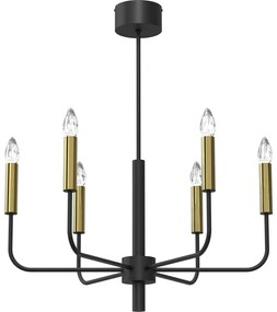 Luster na lanku AKASYA 6xE14/15W/230V čierna/zlatá