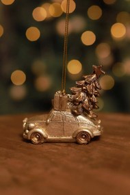 LUX zlatá závesná vianočná ozdoba auto 6cm