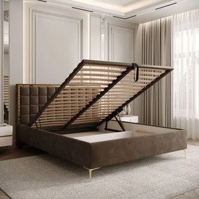 ČALÚNENÁ POSTEĽ NOEMI GOLD 160x200 S ROŠTOM ROYAL VELVET 196