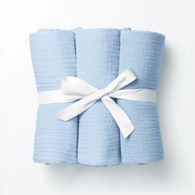 Biante Mušelínová plienka/dečka Nature MSN-086 Bledo modrá - ZVÝHODNENÁ SADA 3 KS 120x120 cm - Sada 3 ks