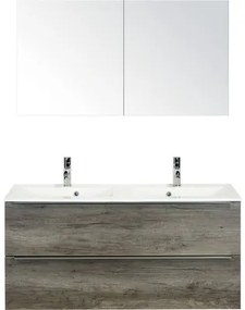 Kúpeľňový nábytkový set Pulse 120 cm s dvojitým umývadlom dub Nebraska so zrkadlovou skrinkou 84727224