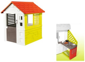 Smoby Detský záhradný domček + Letná kuchynka k záhradnému domčeku na hranie  (800008640)