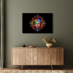 Obraz - Busta Budhu v neónových farbách (90x60 cm)