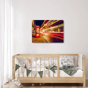 Sklenený obraz červené londýnske telefónne búdky (70x50 cm)
