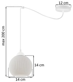 Závesné svietidlo Riffle Round Spider, 1x biele sklenené tienidlo, w