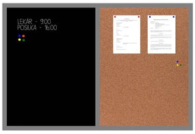 Toptabule.sk KMTDRSRCT Kombinovaná tabuľa čierna v šedom drevenom ráme 120x90cm