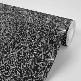 Samolepiaca tapeta detailná ozdobná Mandala v čiernobielom - 300x200