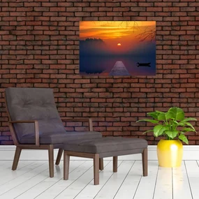 Sklenený obraz mostu pri západe slnka (70x50 cm)