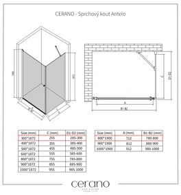 Cerano Antelo, 1-krídlový sprchovací kút 80(dvere) x 30(stena) x 190 cm, 6mm číre sklo, chrómový profil, CER-CER-477392