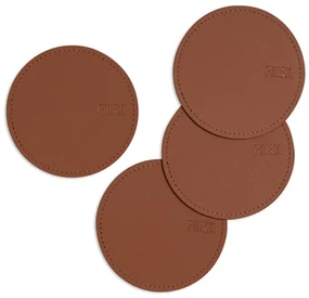 Podtácok 10cm, recyklovaná koža / hnedý