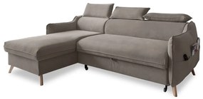 Svetlohnedá zamatová rozkladacia rohová pohovka (ľavý roh) Sweet Harmony – Miuform