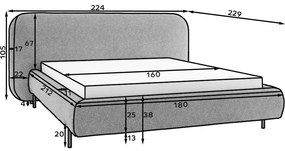 Béžová čalúnená dvojlôžková posteľ s úložným priestorom s roštom 160x200 cm Pointt – ELTAP