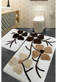 Hnedo-krémové kúpeľňové predložky v súprave 2 ks 60x100 cm Kırcicegi – Foutastic