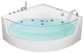 Vírivá vaňa s LED osvetlením 190 x 135 cm biela MARINA Beliani