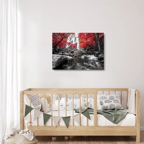 Sklenený obraz - Vodopády v jesennej krajine (70x50 cm)