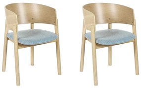 Sada 2 jedálenských stoličiek svetlé drevo/modrá MARIKANA Beliani