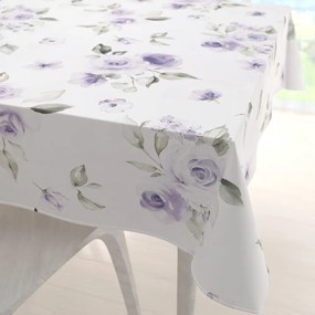 Biante Teflónový štvorcový obrus TF-024 Fialové ruže na bielom 120x120 cm