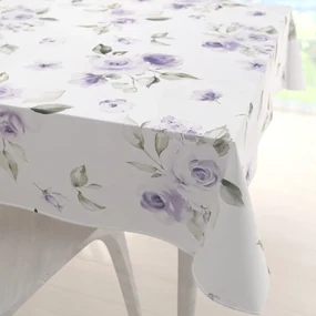 Biante Teflónový štvorcový obrus TF-024 Fialové ruže na bielom 70x70 cm