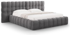 Micadoni Mamaia čalúnená posteľ/Predĺžené čelo - Tmavosivá, Zamat, 160 cm