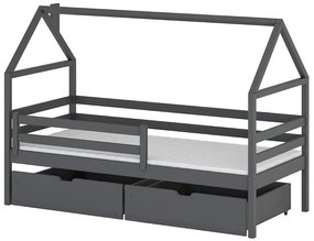 Posteľ Domček Aron 90x200 grafitová