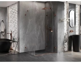 Mexen Lunar-F, 1-krídlový sprchový kút so skladacími dverami, pravý, 100 x 90 cm, 8mm číre sklo, ružové zlato profil, 836-100-090-60-00-P