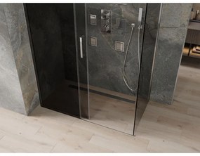 Mexen Omega, sprchovací kút s posuvnými dverami 150 (dvere) x 80 (stena) cm, 8mm sklo, chrómový profil-šedé sklo, 825-150-080-01-40