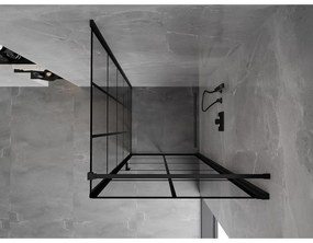 Mexen Mist-B, 1-krídlový výklopný sprchový kút, pravý, 80 x 80 cm, číre sklo-čierna mriežka, 8A2T-080-080-70-77-P